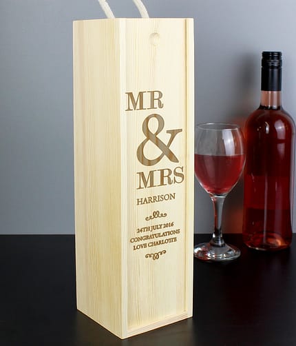 Personalised Couples Wooden Wine Bottle Box - ItJustGotPersonal.co.uk