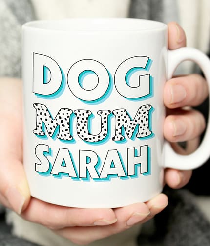 Personalised Dog Mum Blue Spots Mug - ItJustGotPersonal.co.uk