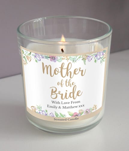 Personalised Mother of the Bride 'Floral Watercolour Wedding' Scented Jar Candle - ItJustGotPersonal.co.uk