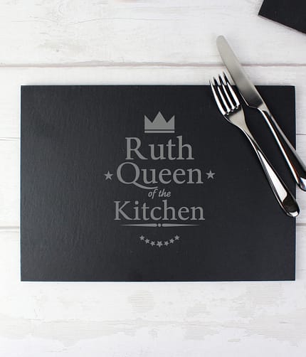 Personalised Queen of the Kitchen Slate Placemat - ItJustGotPersonal.co.uk