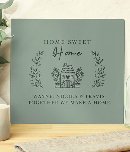 Personalised HOME Glass Chopping Board/Worktop Saver - ItJustGotPersonal.co.uk
