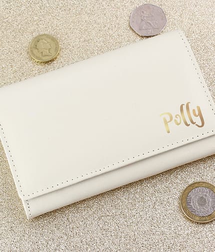 Personalised Gold Name Cream Purse - ItJustGotPersonal.co.uk