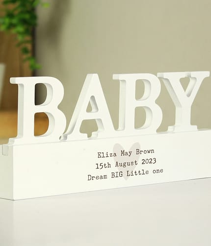 Personalised Free Text Heart Wooden Baby Ornament - ItJustGotPersonal.co.uk