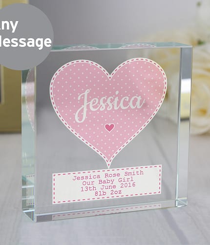 Personalised Stitch & Dot Baby Girl Crystal Token - ItJustGotPersonal.co.uk