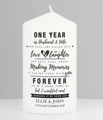 Personalised Anniversary Pillar Candle - ItJustGotPersonal.co.uk