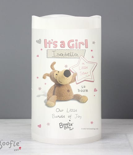 Personalised Boofle It's a Girl Nightlight LED Candle - ItJustGotPersonal.co.uk