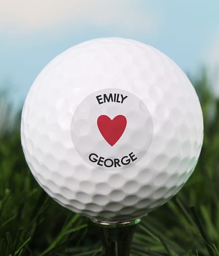 Personalised Heart Golf Ball - ItJustGotPersonal.co.uk