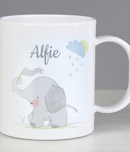 Personalised Hessian Elephant Plastic Mug - ItJustGotPersonal.co.uk