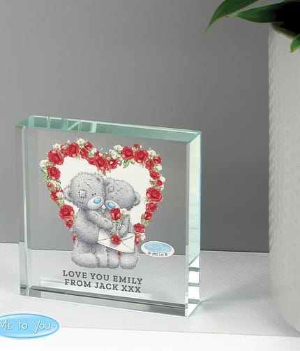 Personalised Me to You Rose Heart Crystal Token - ItJustGotPersonal.co.uk