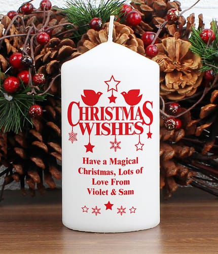 Personalised Christmas Wishes Pillar Candle - ItJustGotPersonal.co.uk