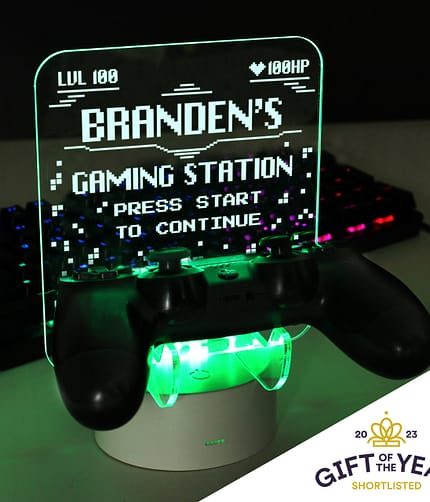 Personalised Gaming Controller Holder LED Colour Changing Light - ItJustGotPersonal.co.uk