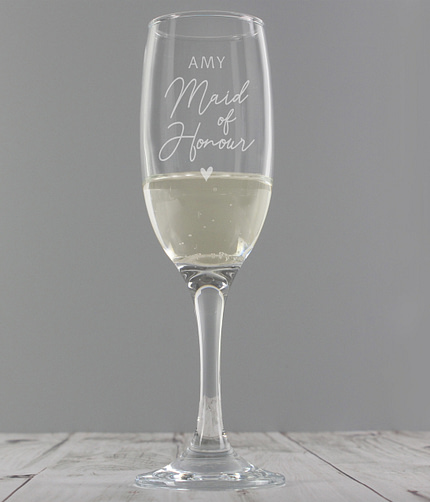 Personalised Maid of Honour Flute Glass - ItJustGotPersonal.co.uk