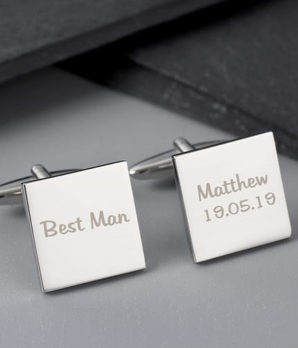 Personalised Wedding Role Square Cufflinks -1 line - ItJustGotPersonal.co.uk