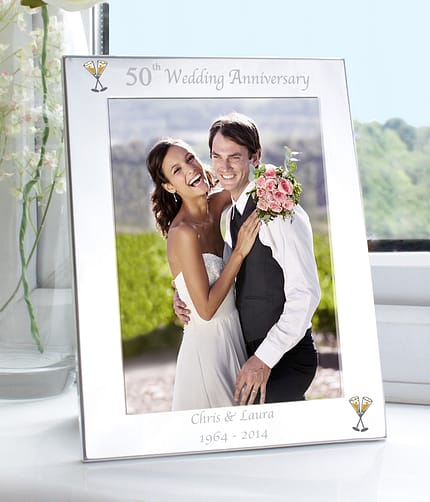 Personalised Silver 5x7 50th Wedding Anniversary Photo Frame - ItJustGotPersonal.co.uk