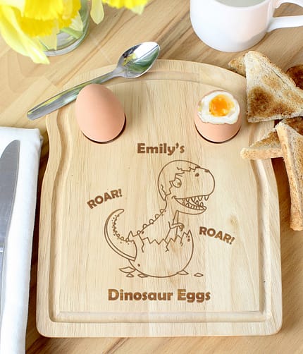 Personalised Dinosaur Egg & Toast Board - ItJustGotPersonal.co.uk