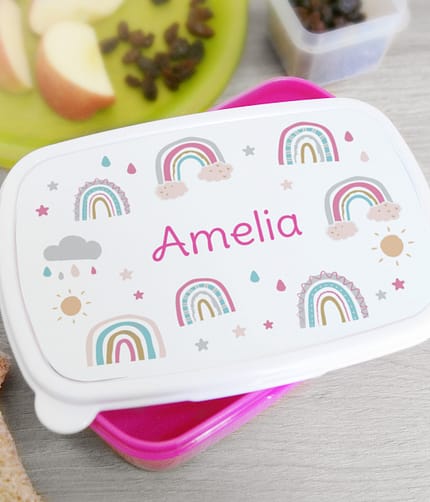 Personalised Rainbow Name Only Pink Lunch Box - ItJustGotPersonal.co.uk