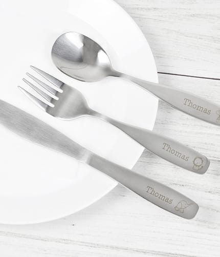 Personalised 3 Piece Hessian Friends Cutlery Set - ItJustGotPersonal.co.uk