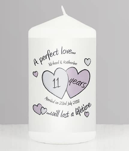 Personalised A Perfect Love Anniversary Pillar Candle - ItJustGotPersonal.co.uk
