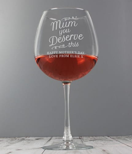 Personalised 'Mum You Deserve This' Gin Balloon Glass - ItJustGotPersonal.co.uk