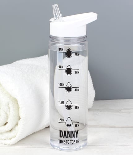 Personalised Black 'Hydration Tracker' Water Bottle - ItJustGotPersonal.co.uk