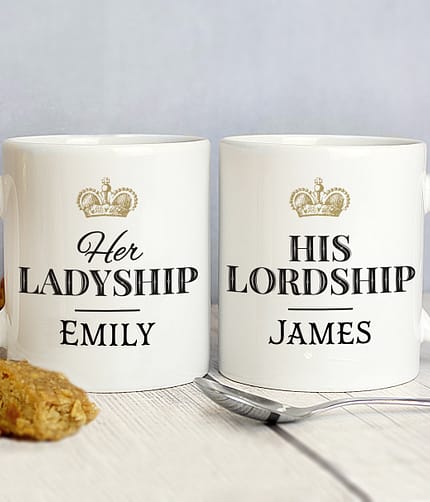 Personalised Ladyship and Lordship Mug Set - ItJustGotPersonal.co.uk