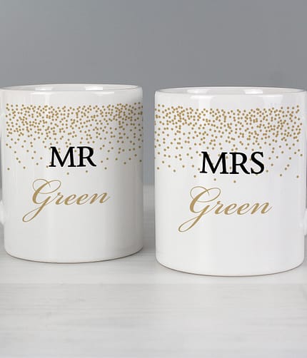 Personalised Gold Confetti Mug Set - ItJustGotPersonal.co.uk