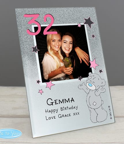 Personalised Me To You Sparkle & Shine 4x4 Glitter Glass Photo Frame - ItJustGotPersonal.co.uk