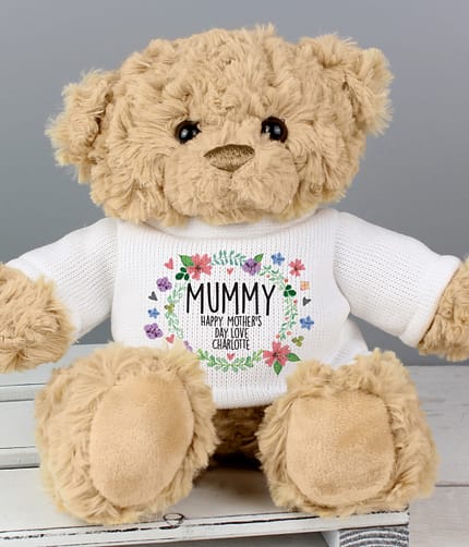Personalised Floral Teddy Bear - ItJustGotPersonal.co.uk