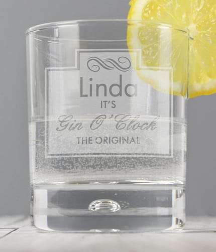 Personalised Gin O'Clock Tumbler Bubble Glass - ItJustGotPersonal.co.uk