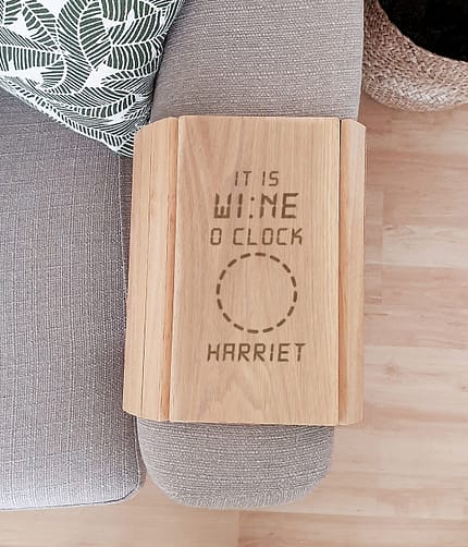 Personalised Its Wine O'Clock Wooden Sofa Tray - ItJustGotPersonal.co.uk