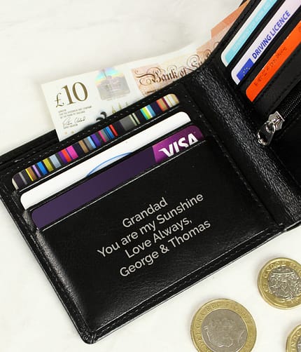 Personalised Free Text Black Leather Wallet - ItJustGotPersonal.co.uk