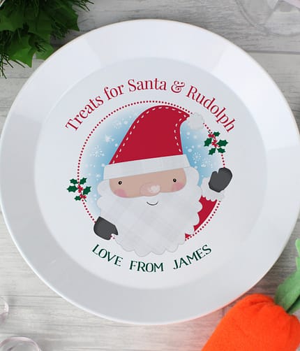 Personalised Santa Christmas Eve Mince Pie Plastic Plate - ItJustGotPersonal.co.uk