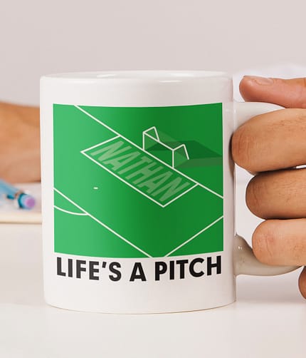 Personalised Life's A Pitch Mug - ItJustGotPersonal.co.uk