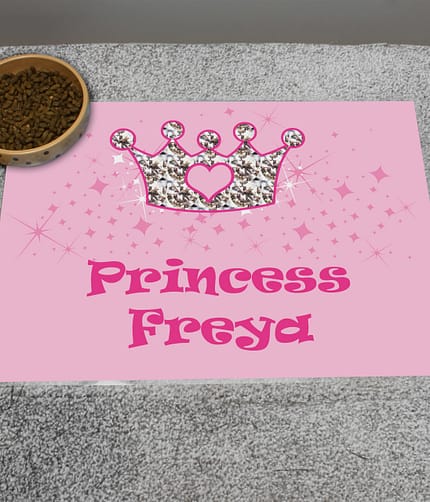 Personalised Pink Princess Pet Bowl Mat - ItJustGotPersonal.co.uk