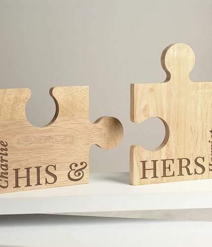 Personalised His & Hers Jigsaw Piece Set - ItJustGotPersonal.co.uk
