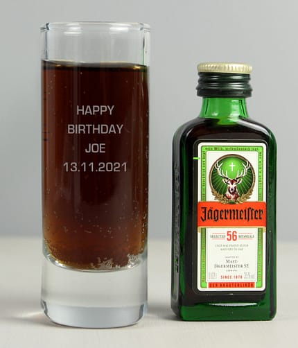 Personalised Shot Glass and Miniature Jagermeister - Text Only - ItJustGotPersonal.co.uk