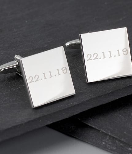 Personalised Any Message Square Cufflinks - 1 line - ItJustGotPersonal.co.uk