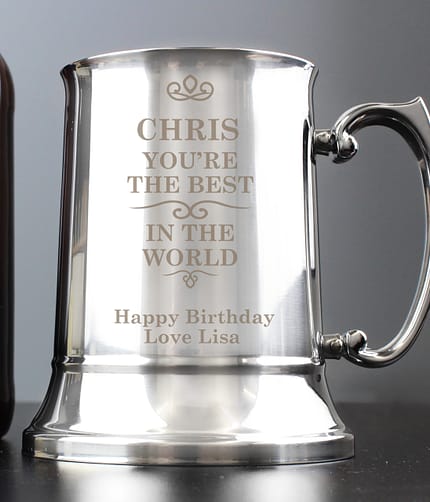 Personalised Best in the World Stainless Steel Tankard - ItJustGotPersonal.co.uk