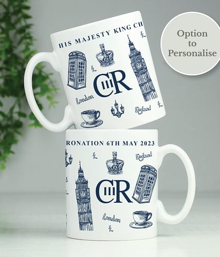 Personalised King Charles III British Icons Coronation Commemorative Mug - ItJustGotPersonal.co.uk