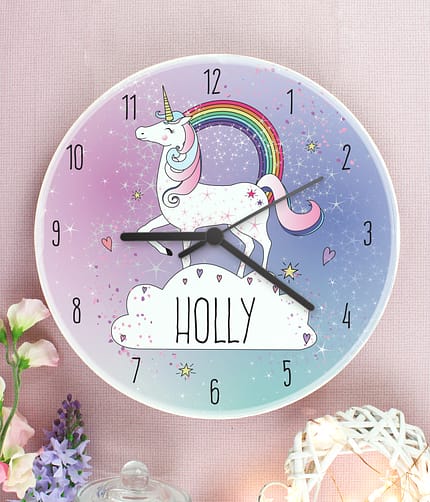 Personalised Unicorn Wooden Clock - ItJustGotPersonal.co.uk