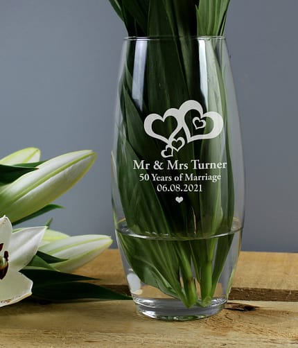 Personalised Love Hearts Bullet Vase - ItJustGotPersonal.co.uk