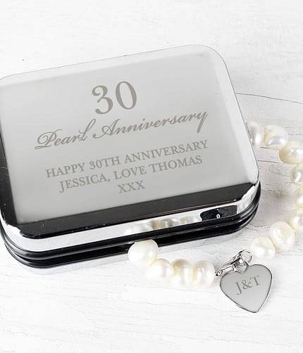 Personalised Anniversary Silver Box and Pearl Bracelet - ItJustGotPersonal.co.uk
