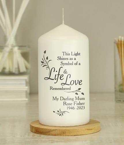 Personalised Life & Love Pillar Candle - ItJustGotPersonal.co.uk