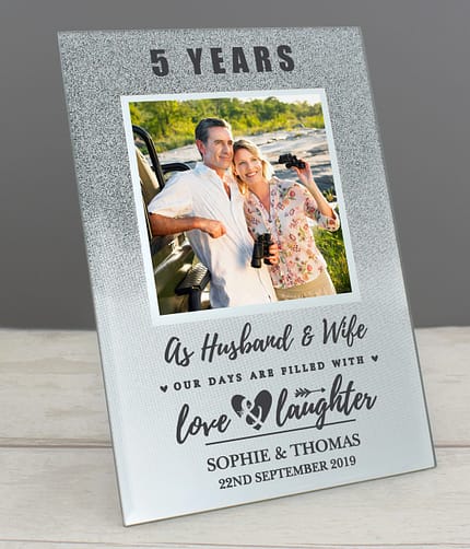 Personalised Anniversary 4x4 Glitter Glass Photo Frame - ItJustGotPersonal.co.uk