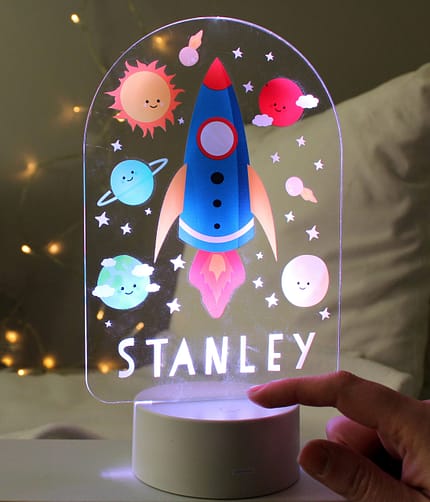 Personalised Space Rocket LED Colour Changing Night Light - ItJustGotPersonal.co.uk