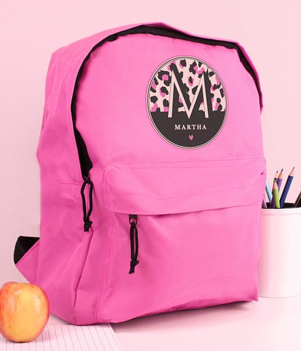 Personalised Leopard Print Pink Backpack - ItJustGotPersonal.co.uk
