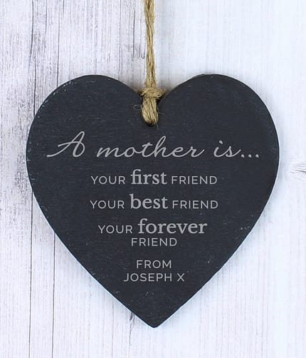 Personalised 'A Mother Is' Slate Heart Decoration - ItJustGotPersonal.co.uk