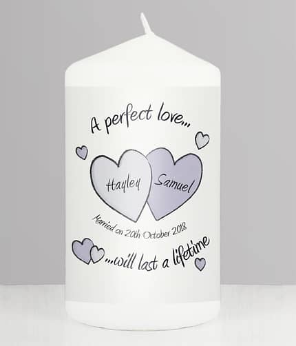 Personalised A Perfect Love Wedding Pillar Candle - ItJustGotPersonal.co.uk