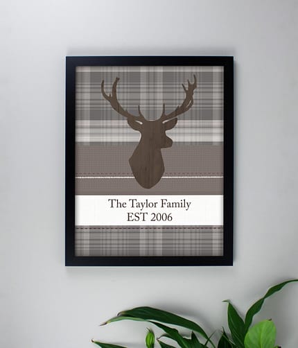 Personalised Highland Stag Black Framed Print - ItJustGotPersonal.co.uk