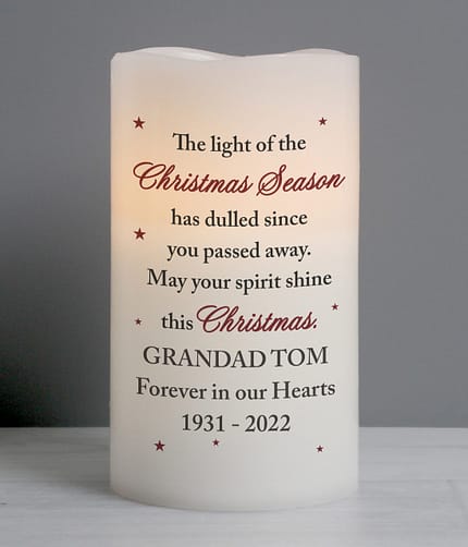 Personalised Christmas Season Memorial LED Candle - ItJustGotPersonal.co.uk